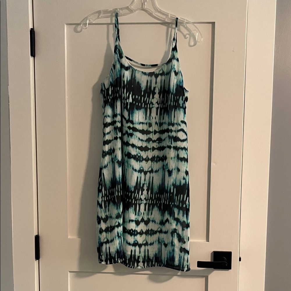 Decree Black and Blue Patterned Mini Dress